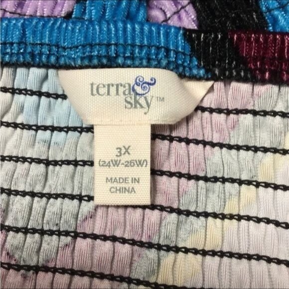 Terra & Sky Women’s Plus Size Velvet Smock Top, Multicolor, size 3X - Picture 8 of 11